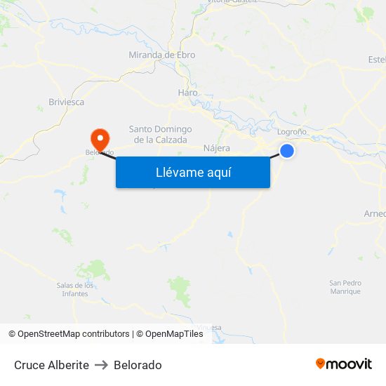 Cruce Alberite to Belorado map