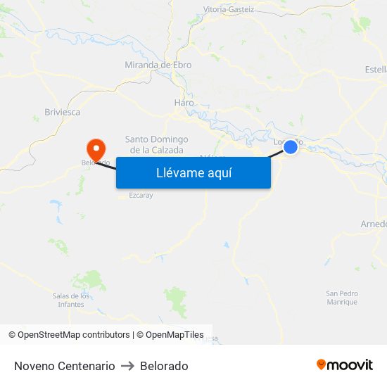 Noveno Centenario to Belorado map