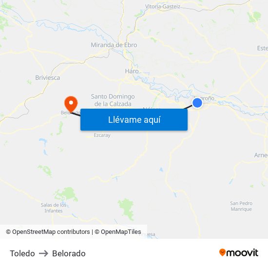 Toledo to Belorado map