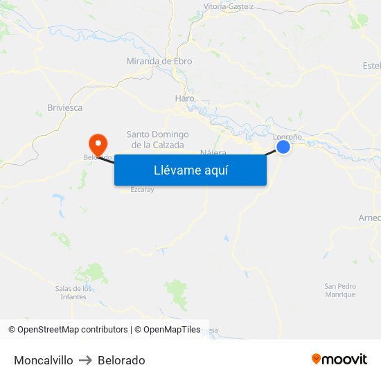 Moncalvillo to Belorado map