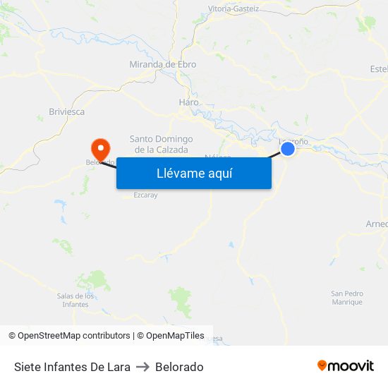 Siete Infantes De Lara to Belorado map