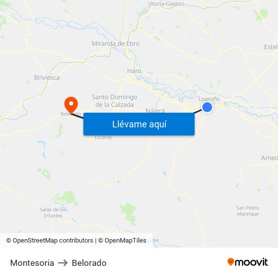 Montesoria to Belorado map