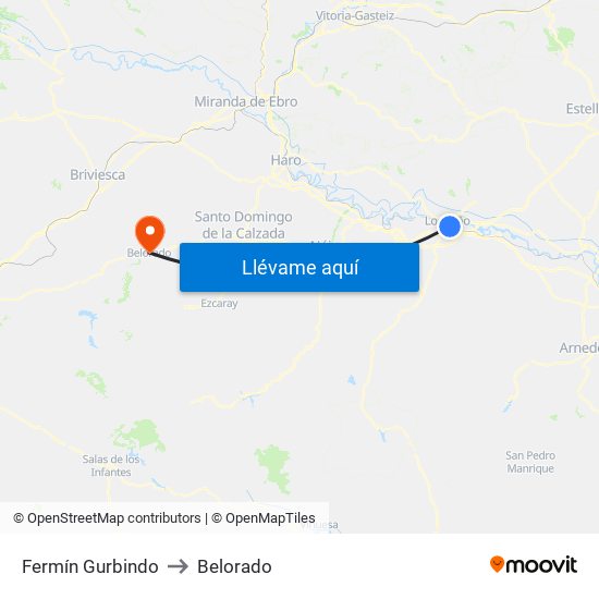 Fermín Gurbindo to Belorado map