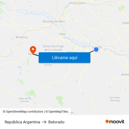 República Argentina to Belorado map