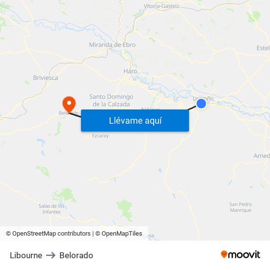 Libourne to Belorado map