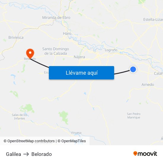 Galilea to Belorado map