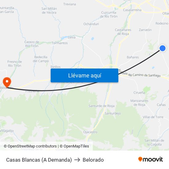 Casas Blancas (A Demanda) to Belorado map