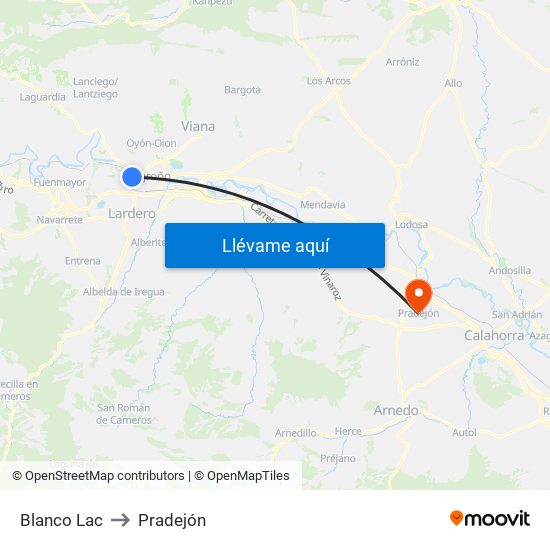 Blanco Lac to Pradejón map