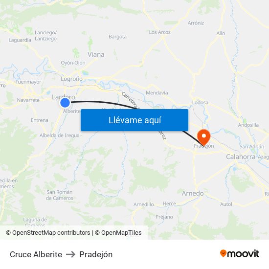 Cruce Alberite to Pradejón map