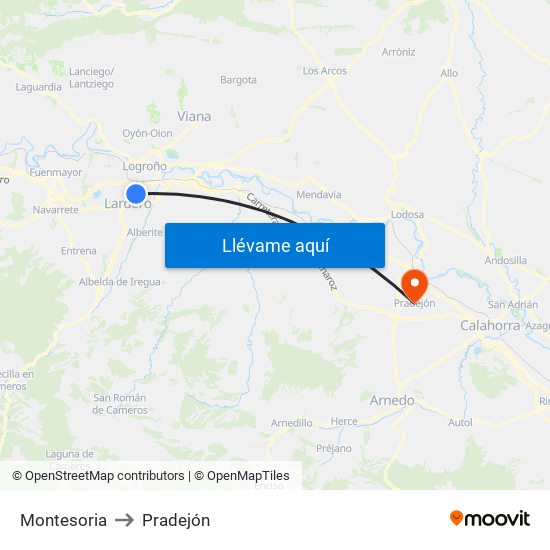 Montesoria to Pradejón map