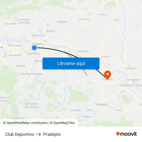 Club Deportivo to Pradejón map