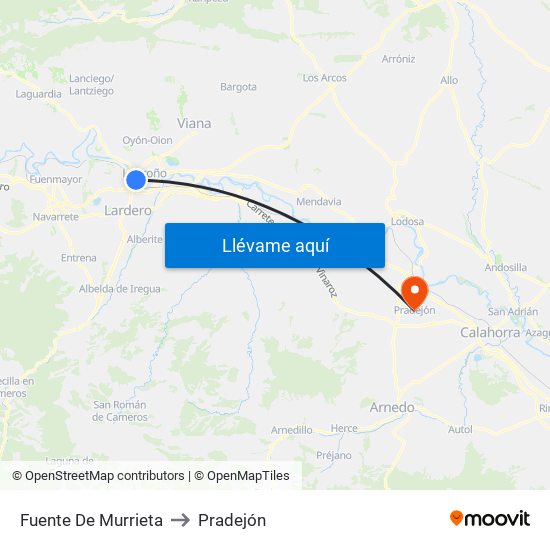 Fuente De Murrieta to Pradejón map