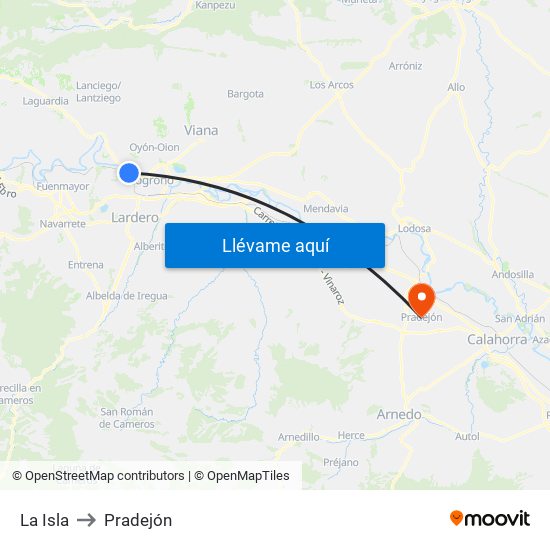 La Isla to Pradejón map