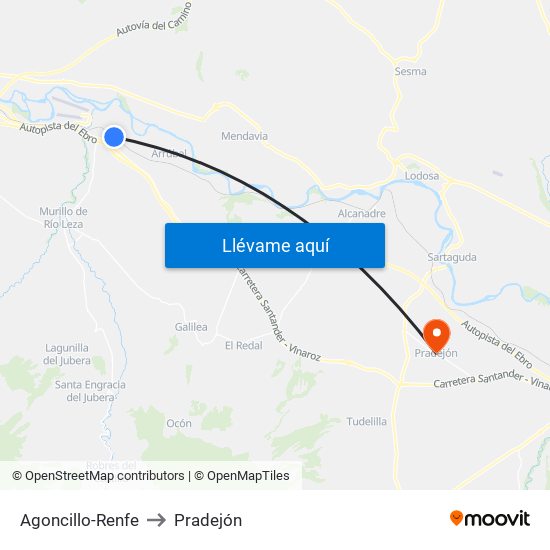 Agoncillo-Renfe to Pradejón map