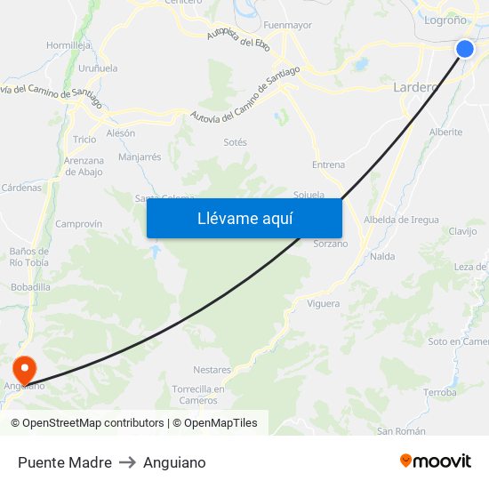 Puente Madre to Anguiano map