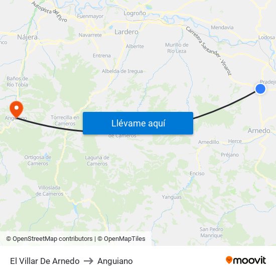El Villar De Arnedo to Anguiano map