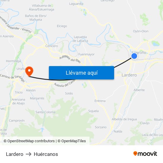Lardero to Huércanos map