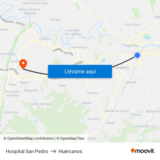 Hospital San Pedro to Huércanos map