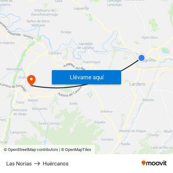 Las Norias to Huércanos map
