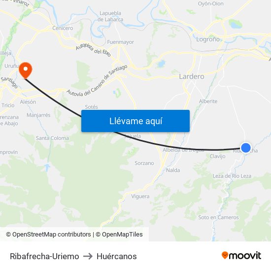 Ribafrecha-Uriemo to Huércanos map