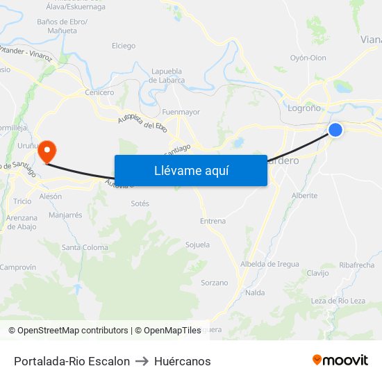 Portalada-Rio Escalon to Huércanos map
