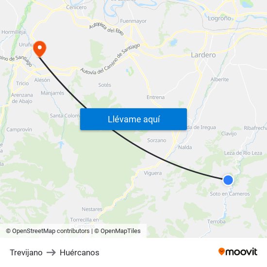 Trevijano to Huércanos map
