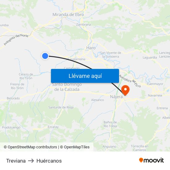 Treviana to Huércanos map