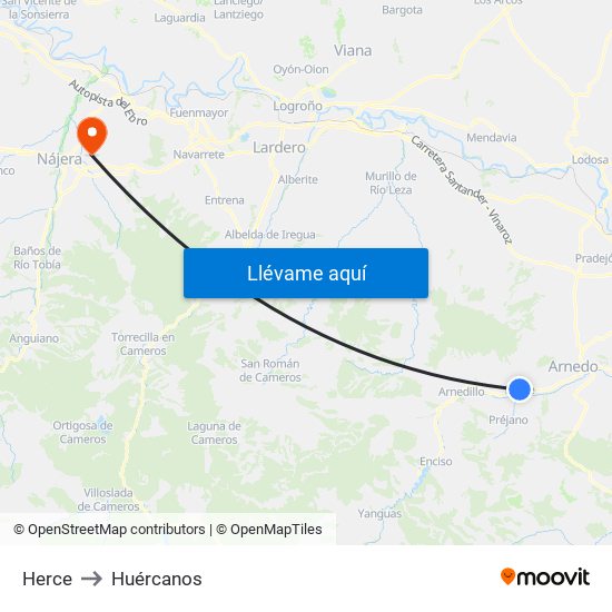 Herce to Huércanos map