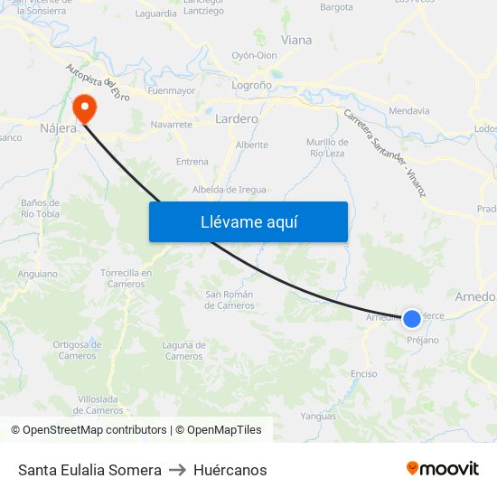 Santa Eulalia Somera to Huércanos map
