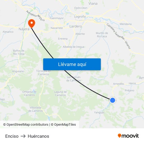 Enciso to Huércanos map