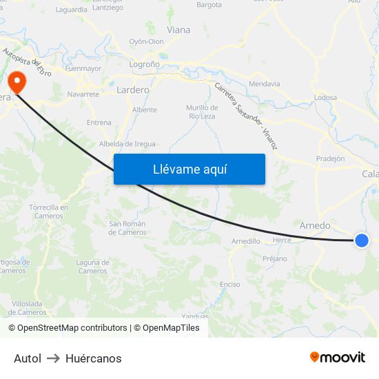 Autol to Huércanos map