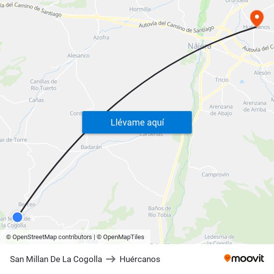 San Millan De La Cogolla to Huércanos map