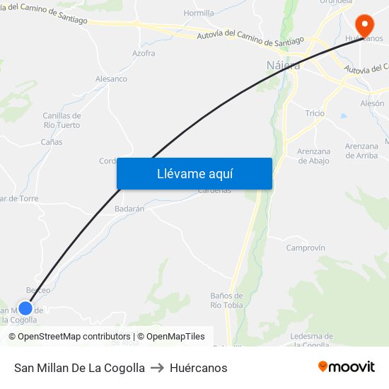 San Millan De La Cogolla to Huércanos map
