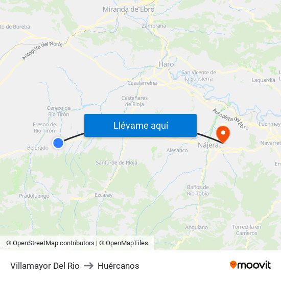 Villamayor Del Rio to Huércanos map