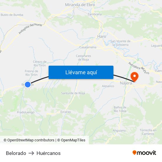Belorado to Huércanos map