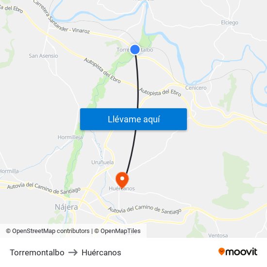 Torremontalbo to Huércanos map