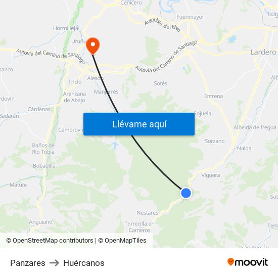 Panzares to Huércanos map