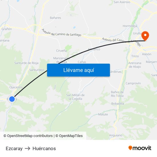 Ezcaray to Huércanos map