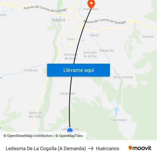 Ledesma De La Cogolla (A Demanda) to Huércanos map