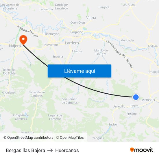 Bergasillas Bajera to Huércanos map