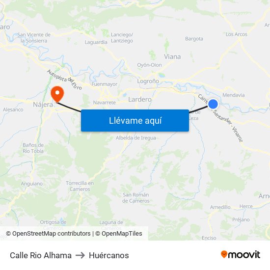 Calle Rio Alhama to Huércanos map