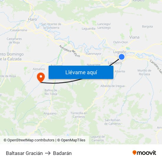 Baltasar Gracián to Badarán map