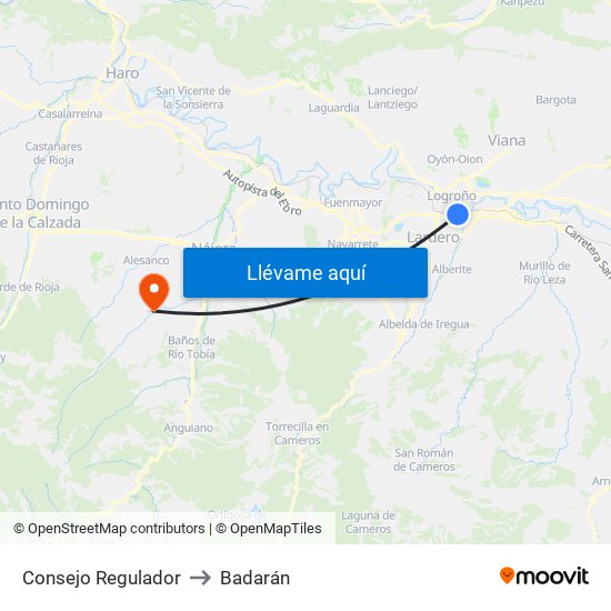 Consejo Regulador to Badarán map