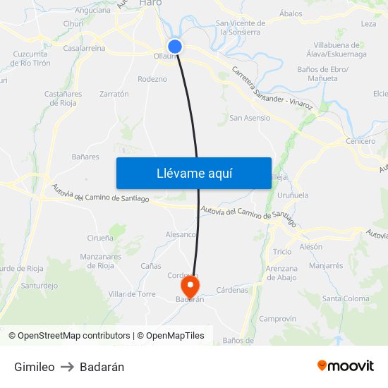 Gimileo to Badarán map