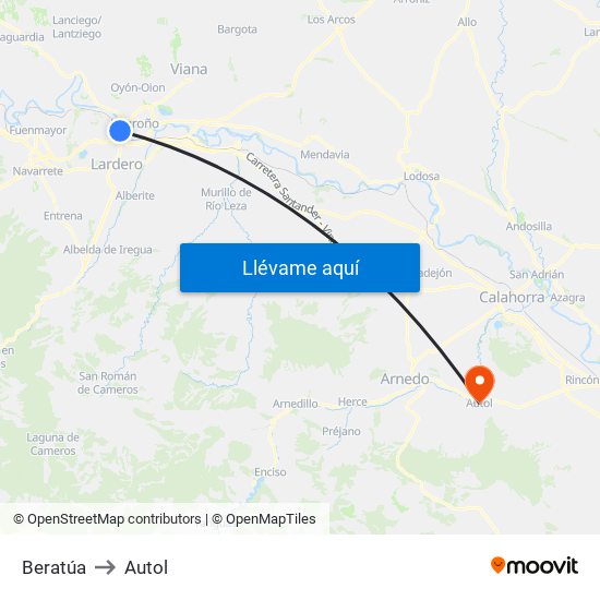 Beratúa to Autol map