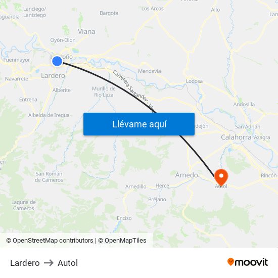 Lardero to Autol map
