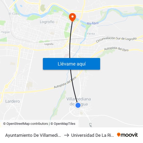 Ayuntamiento De Villamediana to Universidad De La Rioja map