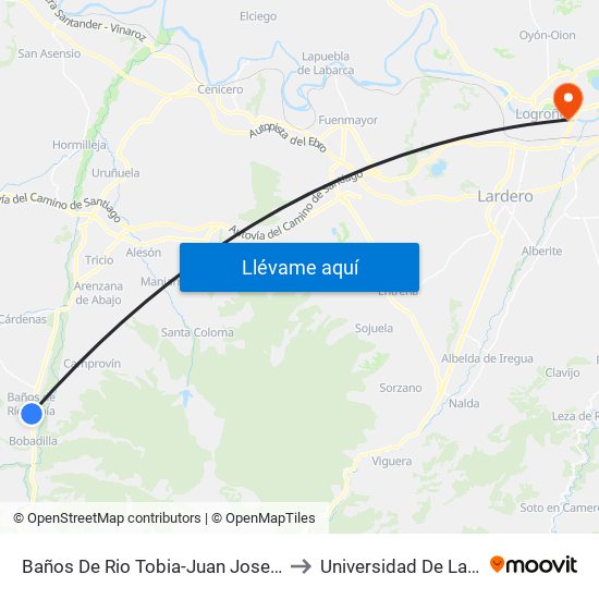 Baños De Rio Tobia-Juan Jose Alonso to Universidad De La Rioja map