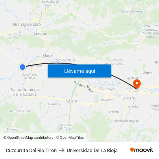 Cuzcurrita Del Rio Tirón to Universidad De La Rioja map