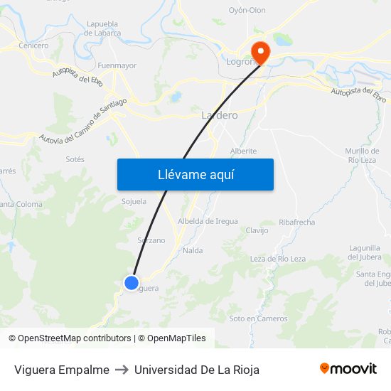 Viguera Empalme to Universidad De La Rioja map